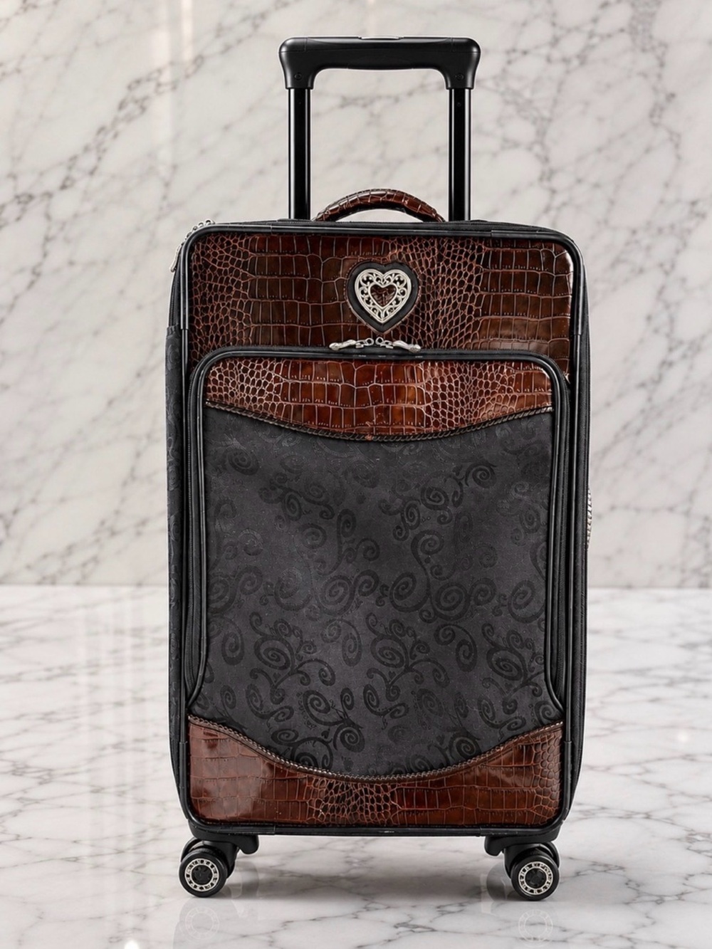 Brighton Brown & Black Croc-Accent  Carry-On